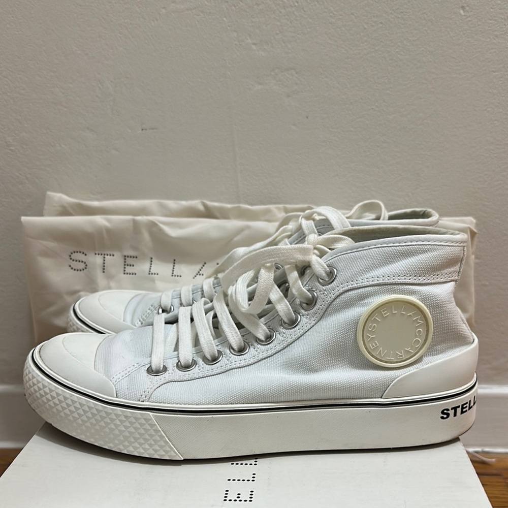 Stella McCartney White Canvas High-Top Sneakers